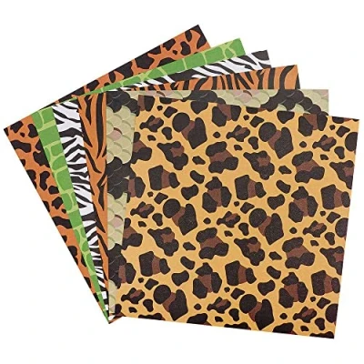 Image of Baker Ross FC953 Jungle Animal Printed Paper Pack of 48 Sheets, Kids Crafts, Arts and Crafts for Kids, School Supplies