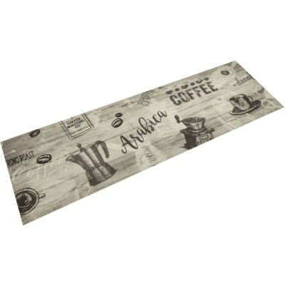Image of vidaXL Kitchen Rug Washable Coffee Grey 45x150 cm Velvet