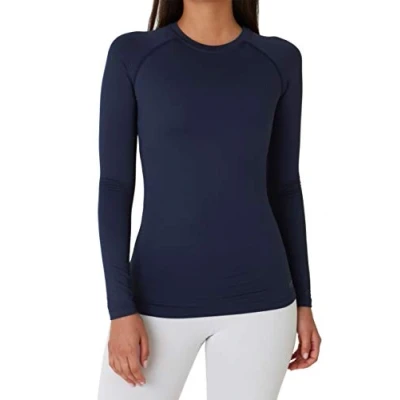 Image of TCA Womens Thermal Tops Long Sleeve Compression Shirt Base Layer Women Sports Running Gym Skiing Top Navy Eclipse, S