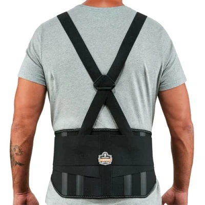 Image of Ergodyne ProFlex 1600 Back Support Brace, 9&quot; Extended Support, High Cut Front For Mobility, Small,Black