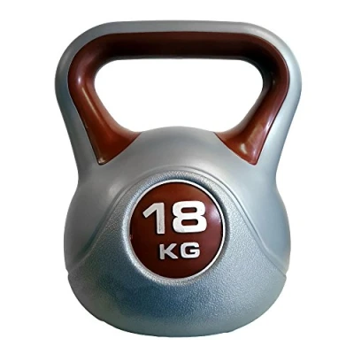 Image of DKN Unisex&#039;s Vinyl Kettle Bell Grey/Brown, 18 kg