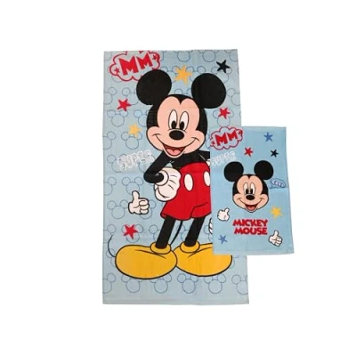Image of Mickey Mouse Disney Terry Bath Towels, Set of 2 Face Towel, Bidet Light Blue, Cotton, 100 Percent, 2, Official Product