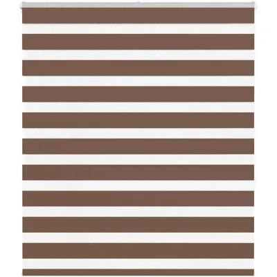 Image of vidaXL Zebra Blind Brown 130x150 cm Fabric Width 125.9 Polyester