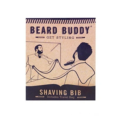 Image of Fizz Creations Beard Buddy Shaving Bib Attaches to Mirror with Suction Cups for Mess Free Styling Trimming, White, 1 Count (Pack of 1), 3003