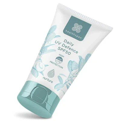 Image of Healthspan Daily Uv Defence SPF50 High UVA and UVB sun protection Lightweight face cream with Helps to reduce the appearance of wrinkles Added Superox C™ vitamin C