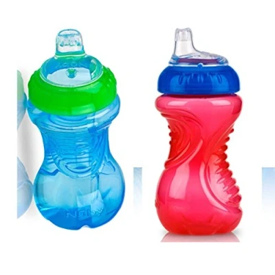 Image of Nuby 2 Pack No Spill Cup, 10 Ounce, Blue Red
