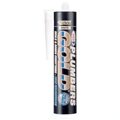 Image of Everbuild PLUMBGWE EBD Plumbers Gold Sealant and Adhesive with Mould Shield, White, 290 ml