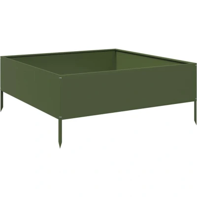 Image of vidaXL Garden Raised Bed Olive green 100x100x25 cm Steel