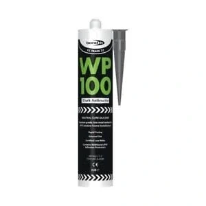 Image of WP100 Silicone Sealant Seal Rapid Coloured Cure Mastic External Door Windows EU4 Bath Shower Basin Window Frames Quick Drying (Anthracite) (Dark Anthracite)