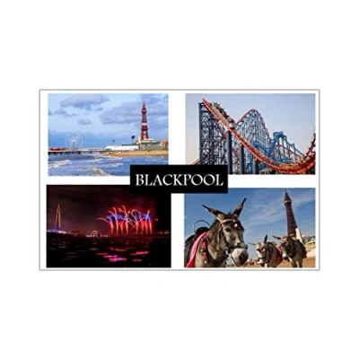 Image of Blackpool Postcard Style Design 7cm x 4.5cm Novelty Tourism Fridge Magnet.