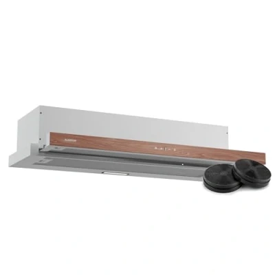 Image of Klarstein ZenFusion Built in Cooker Hood, 90cm Kitchen Hood with Telescopic Extractor, 400 m3/h Air Flow, Energy Class A, Touch Control, Quiet Operation, LED Lighting, Charcoal Filter