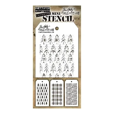 Image of Stampers Anonymous Tim Holtz Mini Layered Stencil Set, Multi Colour, 22.86 x 10.16 0.25 cm