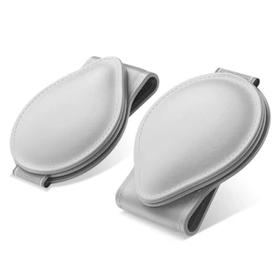 Image of MoKo Sunglasses Holder for Car Sun Visor, 2 Pack PU Leather Magnetic Glasses Mount Eyeglasses Hanger Clip Visor Accessories All Models, Grey