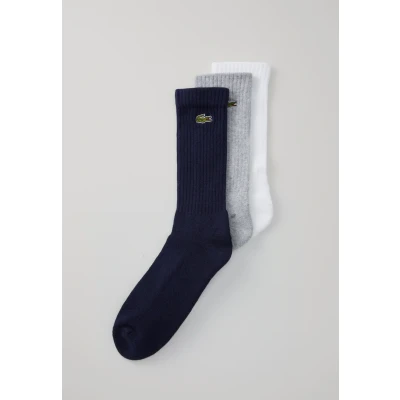Image of Lacoste 3 PACK Socks, Men&#039;s, Size: 9 12, Grey, white, blue