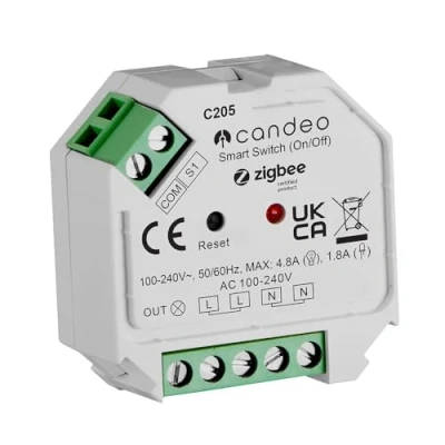 Image of Candeo Zigbee Switch Module compatible with toggle switches, works Home Assistant, Philips Hue, Smartthings