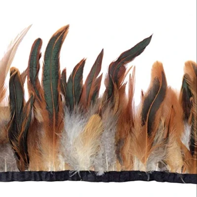 Image of Sowder Rooster Hackle Feather Fringe Trim 5 7&quot; in Width Pack of Yards(natural)
