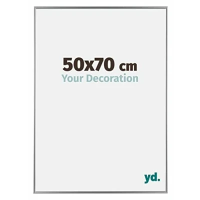 Image of Your Decoration Picture Frame 50x70 cm Decorative Wall in Plastic with Plexiglas Glass Antireflection Excellent Quality Silver High Gloss Evry