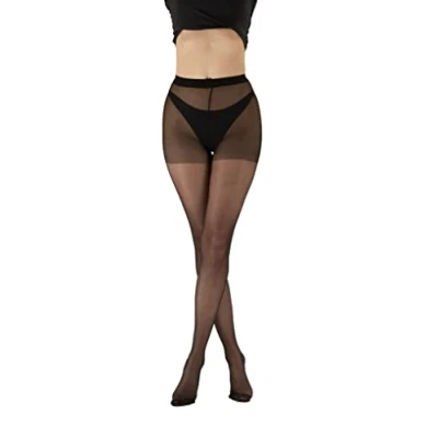 Image of Pretty Polly Women&#039;s Day to Night 15d Gloss Ti 2pp Tights, 15 den, Black (Black), Medium