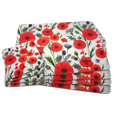 Image of LP Set Of 4 Poppy Dinner Place Mats And Coasters