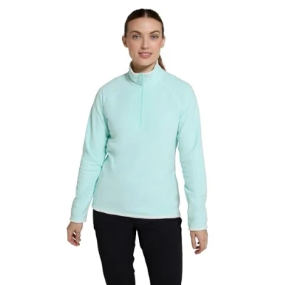 Image of Mountain Warehouse Montana Womens Microfleece Breathable Ladies Sweater, Quick Drying Pullover, Warm Fleece Jacket, Half Zip For Autumn Winter, Travelling, Outdoors Mint Unicorn Women&#039;s Size 20