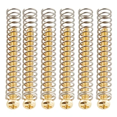 Image of Musiclily Ultra UNC#3 48X1.1 Inch Stainless Steel Humbucker Pickup Mounting Screws and Springs Set for American Made Electric Guitar, Gold (Set of 6)