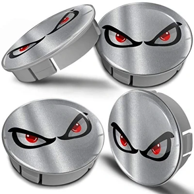 Image of Biomar Labs® 4 x 60mm 3D Universal Wheel Hub Centre Caps Silver No Fear Eyes Center Rims CS 16