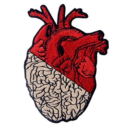 Image of Heart &amp; Brain Patch Embroidered Badge Iron On Sew Emblem