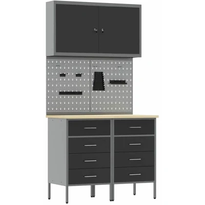 Image of vidaXL 5 Piece Work Bench Set Black Steel
