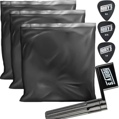 Image of 3 Pack Light Acoustic Guitar Strings 10 47 Extra E1xString &amp; 3xGuitar Picks String Winder Phosphor Bronze Steel 6 Set