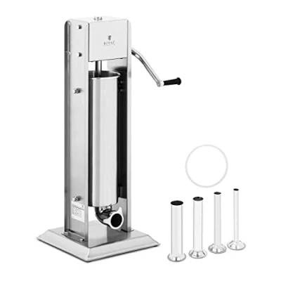 Image of Royal Catering Vertical Sausage Maker Stuffer Machine Filler 7L RCWV (Stainless Steel, Cylinder Height 44cm, Filling Tubes Diameters 16/22/32/38mm)