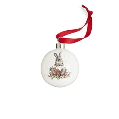 Image of Wrendale Designs &#039;Merry Little Christmas&#039; Rabbit Ceramic Christmas Bauble