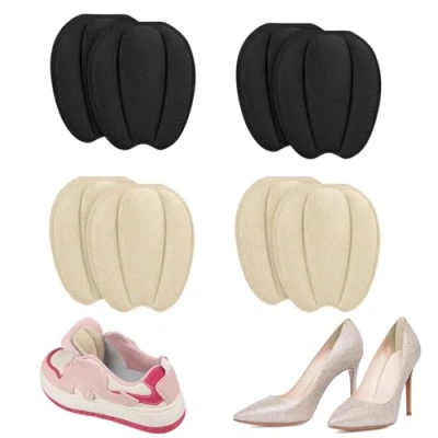 Image of 4 Pairs Heel Cushion Pads,Shoe Tongue Pads,Heel Pads for Comfort,Size Reducer,Foot Cushions Shoe Sport Shoes Self Adhesive Anti Slip Too Big