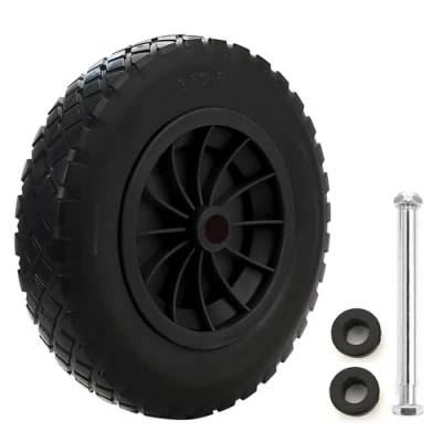 Image of 14&quot; Wheelbarrow Wheel PU Puncture Proof Solid 3.50 8 Tyre Rim Wheels Heavy Duty Replacement Tire for Garden Trolley Barrow Go Cart