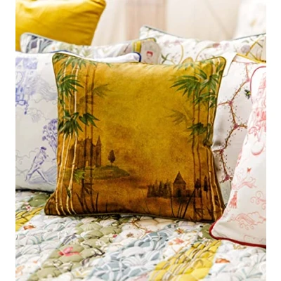 Image of The Chateau By Angel Strawbridge BAMBOO FOLLY Cushion Cover Ochre 43 x 43cm