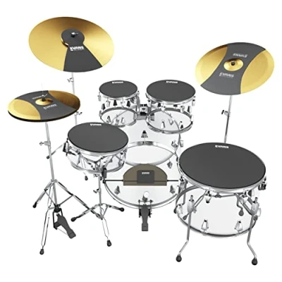 Image of Evans Soundoff Drum Mute Pads Full Box Pad Set Mutes Pack 3 Cymbals, 4 Tom/Snare, &amp; 1 Bass significant for Silencing Kits to Practice Standard