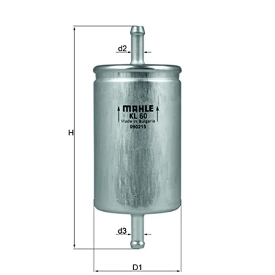 Image of 156786, 156787, 156793, 190664 Fuel Filter MAHLE ORIGINAL KL 60 In Line 8mm 8,0mm VOLKSWAGEN: Golf 2, 5, Transporter 5 Bus, BMW: 3 Saloon