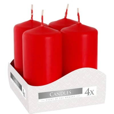 Image of That&#039;s Crackers! Red Pillar Candles 80mm x 40mm 4 Pack