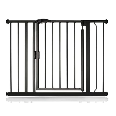 Image of Safetots Pressure Fit Self Closing Stair Gate, 96.6cm 103.6cm, Matt Black, Auto Baby Safety Barrier for Toddler, Easy Installation