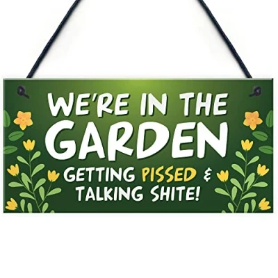 Image of Red Ocean Garden Plaque Bar Sign Shed Summerhouse Friendship Funny Alcohol Gin Wine Gift