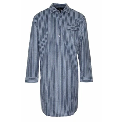 Image of Champion Mens Brushed Cotton Striped Nightshirt Sleepwear Dark Blue 5XL