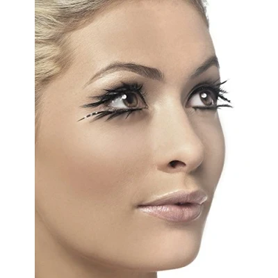 Image of Smiffys Eyelashes, Black Top and Bottom Set, Sparkle, Contains Glue, Fever Eyelashes Fancy Dress, Dress Up Cosmetics &amp; Disguises.