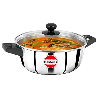 Image of Hawkins 3 Litre Stainless Steel Cook n Serve Casserole with Glass Lid (SSCB30G)