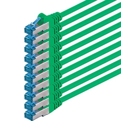 Image of 1aTTack.de 10 X 3 M CAT6a Ethernet Network Patch cable 10000 Mbit s SFTP PIMF 500 MHz green