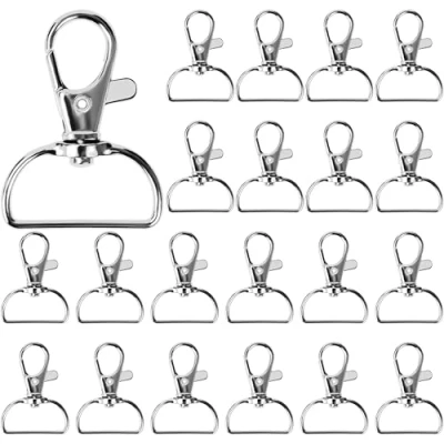 Image of Belle Vous 60 Pack Metal Keychain Hooks with D Ring 25mm / 1 inch Inside Width Swivel Snap Carabiner Lobster Clasps for Lanyard Clips, DIY Jewellery, Handbag/Purse, Sewing Projects, and Crafts