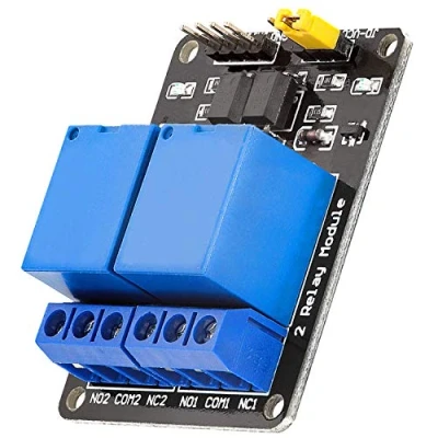 Image of AZDelivery 2 Channel Relay Module DC 5V with Optocoupler Low Level Trigger Shield Board Compatible Arduino and Raspberry Pi Including E Book!