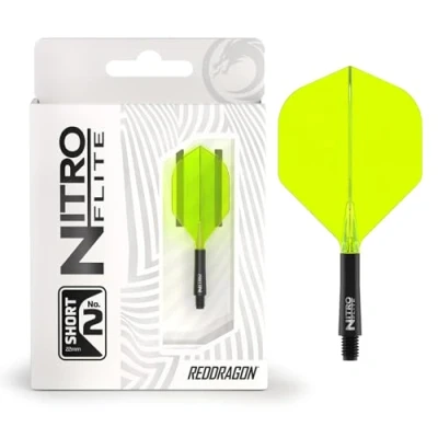 Image of RED DRAGON Darts Nitro Flite Integrated Flight &amp; Shaft System No.2 Shape and Design Black Yellow Colour, Short Length