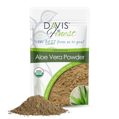 Image of Davis Finest Organic Aloe Vera Powder 250g, 100% Pure Natural Leaf, Hair &amp; Skin, Ayurvedic, Face Mask