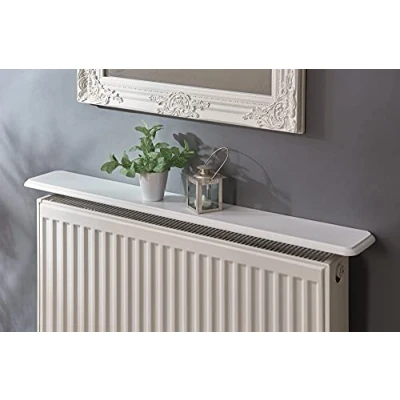 Image of Easy Fit Radiator Shelf 115cm Heat Reflective, Install, No Drill Brackets. Available in Oak or Satin White Finish