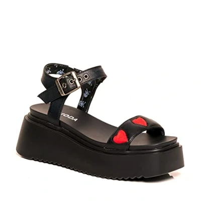 Image of LAMODA Women&#039;s Hopeful Heeled Sandal, Black Pu, 5 UK