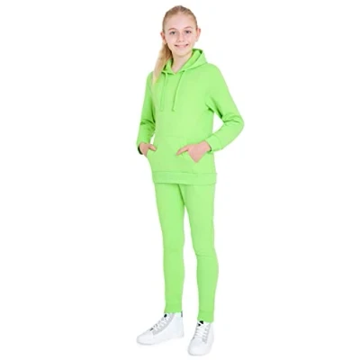 Image of CityComfort Girls Tracksuit Set Neon Hoodie and Jogging Bottoms 2 Piece Loungewear Activewear Kids Teenagers 5 15 Years (Green, 11 12 Years)